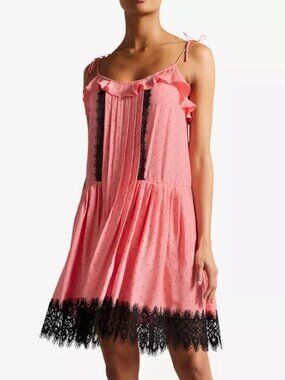 TED BAKER Millino lace-trim crepe mini sundress